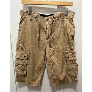 Buffalo David Bitton Shorts Men Size 30 Beige Cargo Flat Front Cotton Casual